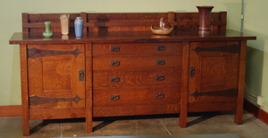 Voorhees Craftsman Workshops Custom Large Sideboard with strap hinges, Gustav Stickley inspired. 